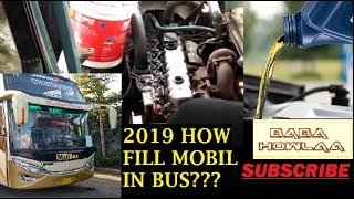 How Fill MobilEngine Oil in 6 Cylinder Diesel Engine BUS  Fill Engine Oil In Bus  Ashok Leyland [upl. by Rialc134]