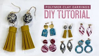 10 Polymer Clay Earrings Using Circle Cutter  Trendy Statement Earrings [upl. by Nwahsad792]