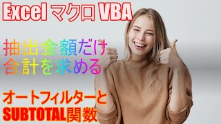 【 Excel マクロ VBA 】抽出金額の合計を求める（オートフィルター＆SUBTOTAL関数） [upl. by Siron810]