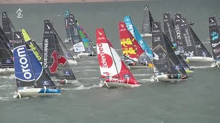 Start Eng 54th La Solitaire du Figaro Paprec Solo Sailor Figaro3 Foiler Race from FranceIreland [upl. by Gentilis]