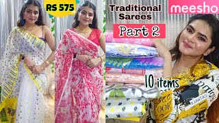 Meesho Summer Sarees Haul  Meesho SareesBlouse  Jamdani Cotton Silk Saree Bengali Sarees Meesho [upl. by Lakym]