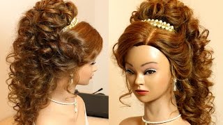 Curly bridal hairstyle for long hair tutorial [upl. by Notsyrb930]