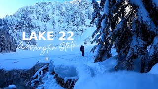 Snow Adventure  Why you should hike LAKE 22 in the WINTER  Washington State [upl. by Stroup]