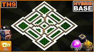 NEW BEST TH9 Base 2023 with COPY LINK  COC Town Hall 9 HybridTrophy Base Design [upl. by Drida966]