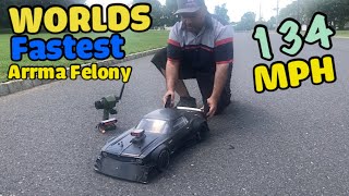 The worlds fastest Arrma Felony 8s castle motor 1717 3534 gearing MMX8S 134 MPH no cappack [upl. by Thornton343]