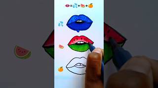 Realistic Lips Drawing 💦👄🍉🍊 shorts satisfying youtubeshorts art [upl. by Thenna991]