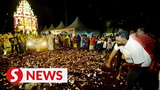 Annual procession of Lord Murugans chariot arrives in Batu Caves for Thaipusam celebration [upl. by Boswell]