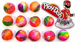 12 PlayDoh Rainbow Toy Surprise Power Rangers Squinkies Eggs Play Dough [upl. by Shawn637]