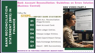 Bank Account Reconciliation  Guidelines on Errors Solution  Part1 BRS banks businessCentral [upl. by Neih]