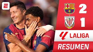 BARCELONA sacó difícil triunfo en Montjuic ante ATHLETIC con goles de Lewandowski y Yamal  La Liga [upl. by Lambrecht]