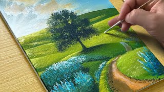 Painting a Spring Scenery  Acrylic Painting  STEP by STEP [upl. by Araed]