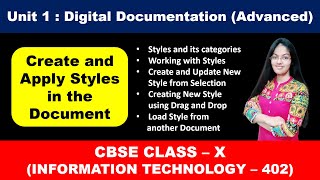 Create and Apply Styles in the document  Digital Documentation  Class 10 Information Technology [upl. by Attenweiler768]