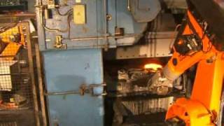 Handling of die forgings with a KUKA robot [upl. by Aciretahs]