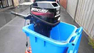 Mercury 15hp Outboard Motor flushing in wheelie bin [upl. by Ttayw]