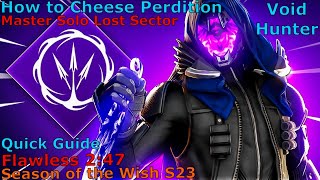 How to Cheese Perdition Master Lost Sector Void Hunter Solo Flawless Mastery 247 FAST Easy Guide [upl. by Noni]