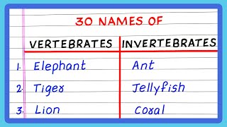 EXAMPLES OF VERTEBRATES AND INVERTEBRATES  10  20  30 EXAMPLES OF VERTEBRATES AND INVERTEBRATES [upl. by Tandi365]