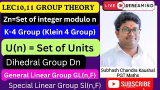 Lecture 1011 Group Theory Un General Linear Group special Linear Dihedral Group Permutations [upl. by Salbu]