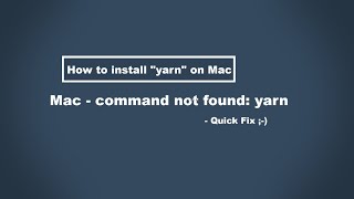 How to install yarn on Mac  Mac Terminal command not found yarn [upl. by Miko899]