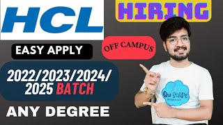 HCL Hiring 2022 2023 2024 2025 Batch  HCL Offcampus hiring hcljobs hcl offcampusjobs itjob [upl. by Barthol597]