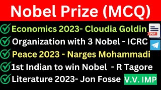 Nobel Prize 2023। Nobel Prize Important MCQ। Nobel Prize winner nobelprize [upl. by Maiah554]