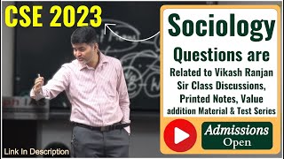 Sociology Questions are Related to Vikash Ranjan Sir Class Discussions Printed Notes amp Test Series [upl. by Akiemehs]