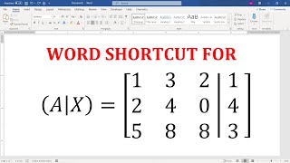 Shortcut to create an augmented matrix in Word 2021 [upl. by Hwang23]