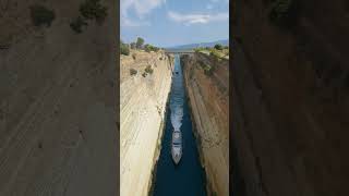 Greece Peloponnese the Corinth Canal  the narrowest and highest shipping lane in the world [upl. by Kentiggerma672]