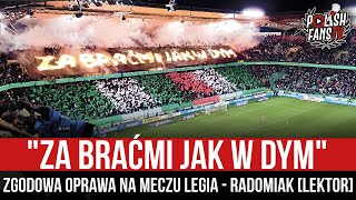 quotZA BRAĆMI JAK W DYMquot  zgodowa oprawa na meczu Legia  Radomiak LEKTOR 19122021 r [upl. by Nahtannoj]