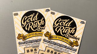 TWO GOLD RUSH DOUBLER SCRATCH OFFS FROM THE FLORIDA LOTTERY [upl. by Nemzzaj828]