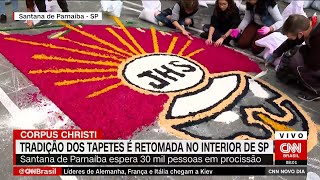 Tradição dos tapetes de Corpus Christi é retomada no interior de São Paulo  NOVO DIA [upl. by Midan]