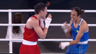 Imane Khelif vs Janjaem Suwannapheng Boxing Semi Final Highlights Imane khelif Celebration Olympic [upl. by Roane]