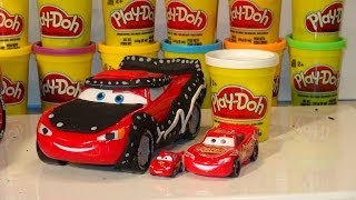 Play Doh Pixar Cars Lightning McQueen we make Heavy Metal Lightning McQueen Chase Edition using Pla [upl. by Nika404]