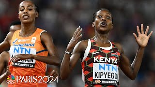 Kipyegon vs Hassan SPRINT FINISH decides historic World Championship womens 5K  NBC Sports [upl. by Madden626]