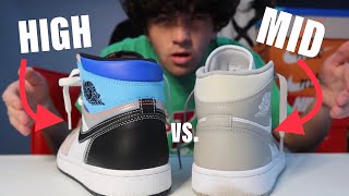 WATCH BEFORE YOU BUY Jordan 1 High VS Jordan 1 Mid Which is Better [upl. by Assirolc]