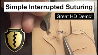 SUTURE Tutorial Simple Interrupted Suture  Stepbystep instruction in HD [upl. by Anitan]