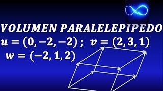 Volumen del paralelepípedo determinado por 3 vectores EJERCICIO RESUELTO producto mixto [upl. by Alyt]