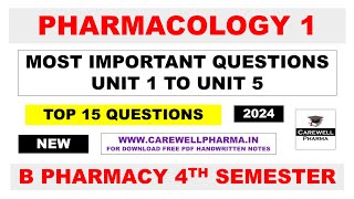 pharmacology 4th semester important questions  pharmacology  Carewell Pharma  Most Important [upl. by Agarhs930]