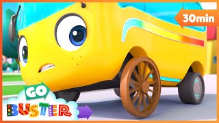 The New Tyres Gone Wrong  Go Buster  Bus Cartoons amp Kids Stories [upl. by Eyks]