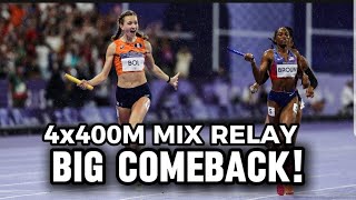 NETHERLANDS DENIES USA WIN IN 4X400M MIX RELAY PARIS OLYMPICS 2024 [upl. by Leventis]