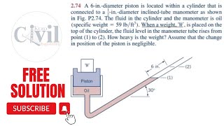 274 the fluid level in the manometer tube rises from point 1 to 2 How heavy is the weight [upl. by Ketchan]