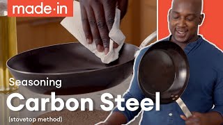 How to Season Your Carbon Steel Pan  Made In Cookware [upl. by Retsbew]