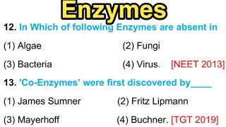 enzymes biochemistry mcqs  enzyme mcq  enzymology [upl. by Tennaj]