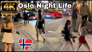 4K Oslo Night Life Norway walk tour Summer النرويج Crazy Night life [upl. by Thorrlow121]