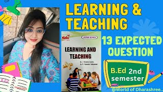 Selected Questions Of Learning and Teaching 📝acharyanagarjunauniversity exam youtube important [upl. by Calan715]