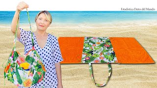 Make This Easy Towel Bag For The Beach  Sewing Trick For Beginners [upl. by Nnayram]