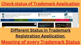 Trademark registration application Status  How to check Status Objection  Opposed Marked for exam [upl. by Nileuqaj]