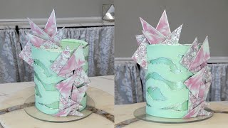 NEW Glittery Wave Fault Line Cake  Cake Decorating Tutorial  Geometric Marbled Fondant Decorations [upl. by Ecnerat]