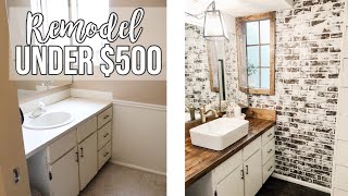 BATHROOM REMODEL UNDER 500 🔨 [upl. by Tia282]