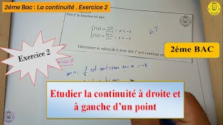 Exercie corrigé N2 sur létude de la continuité à droite et à gauche  2BAC [upl. by Orten]