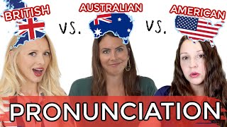 1 LANGUAGE 3 ACCENTS UK vs USA vs AUS English Pronunciation [upl. by Jason27]